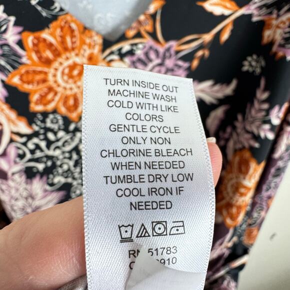 24/7 Maurices Purple Orange Floral Long Sleeve V-Neck Knee Length Dress Size 4X - Picture 9 of 9